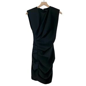 NWT Zara‎ Woman Draped Sleeveless Mini Dress Shoulder Pads Black Women’s Size XS